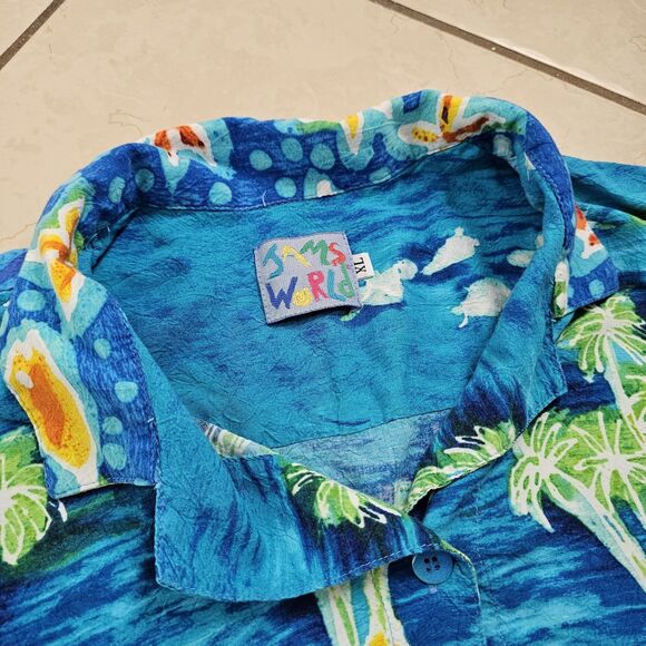 Jams World Island Fish Womens XL Hawaiian Vintage Made In Hawaii Button Down - Picture 2 of 8